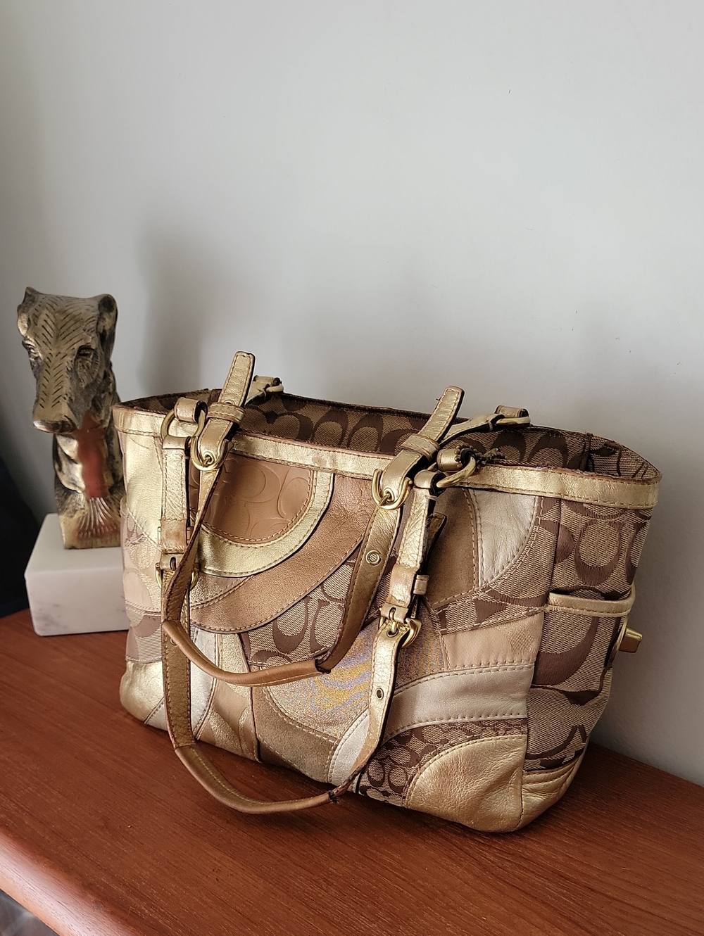 Coach Signature Mosaic Patchwork Gallery Tote